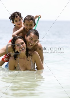 Beautiful family at the beach