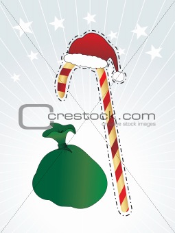 candy cane with gift bag, wallpaper