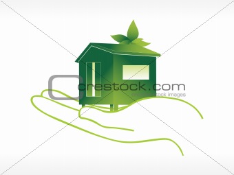 green house on hand vector wallpaper