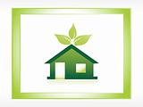 icon green house with leaves, illustration