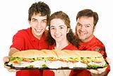 Sports Fans With Giant Sandwich