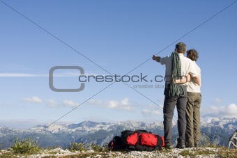 Mountaineers on mountain peak