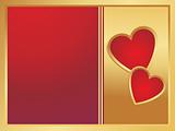 golden and red frame with two heart