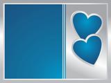 silver and blue frame with two heart
