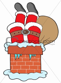 Santa Clauses legs with chimney
