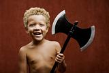 Young Boy with a Toy Hatchet
