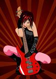 Vector illustration of rock girl with guitar