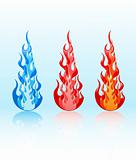 Vector set of glossy flames 