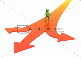 3d person, going to a fork of three roads