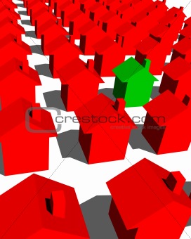 green house with red houses
