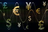 Blue Gold World Currencies Business Abstract Background