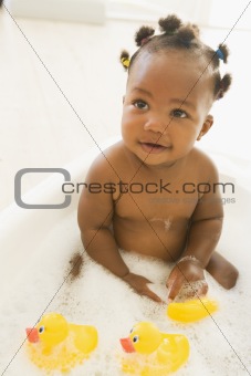 Baby in bubble bath