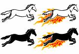 Running horse silhouette in flame