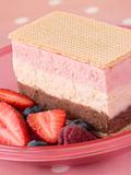 Neapolitan Ice Cream with Wafer Biscuits and Berries