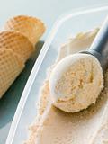 Vanilla Ice Cream with Cones and a Scoop