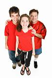 Teens and Dad in Red