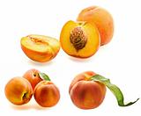 set of fresh ripe peaches