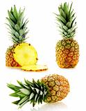 set of fresh ripe pineapples