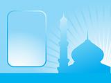 abstract blue background with mosque and place for text