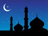 banner of mosques in over bright night sky, design1