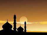 silhouette of mosques in the moon light, illustration