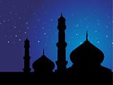 wallpaper of mosques in over bright night sky