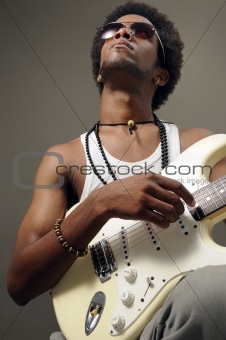 Trendy african guitarist