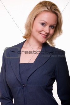 woman in blue business suit