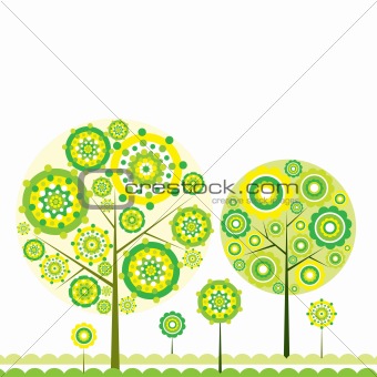 Tree floral background, vector