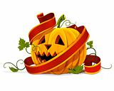 vector halloween pumpkin vegetable fruit isolated
