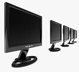Row of flat screen monitors