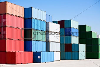 cargo freight containers at harbor terminal