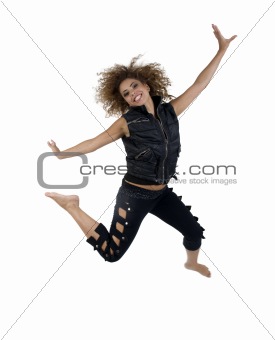 glamorous lady jumping