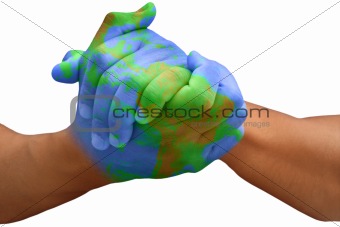 Planet Earth Painted Man Hands
