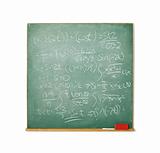 Blackboard with hard math isolated on white