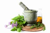 Herbs with mortar