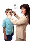 Optometrist with child