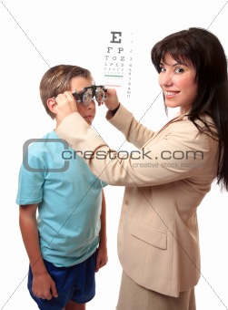 Optometrist with child