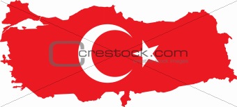 Vector Turkish map with flag. 