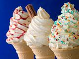 Whipped Ice Cream Cones with Three Different Toppings