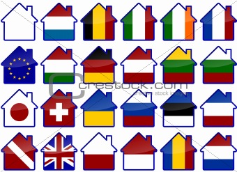 Flags of the world house icons