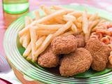Chicken Nuggets with Spaghetti Hoops and Chips