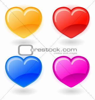 Set of vector hearts on white background