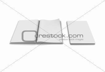 blank book page isolated on white background