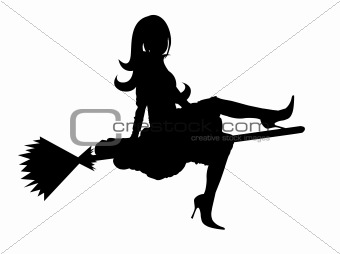 Vector silhouette of a witch