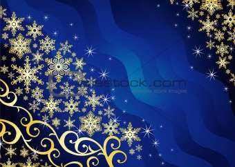 Christmas background / with snowflakes and ornament / vector