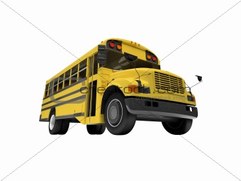 School yellow bus isolated over white