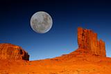 Buttes and Moon in Monument Valley Arizona