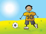 player no 10 passing football to his team, vector illustration