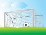 vector illustration of soccer ball laying in the goal